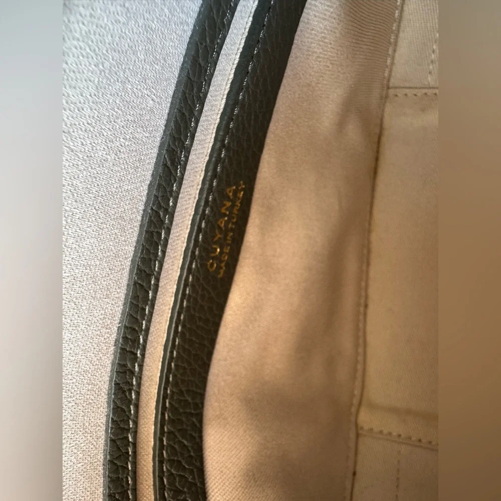 Like New CUYANA Top Handle Crossbody Bag in Dark Olive Pebbled Leather